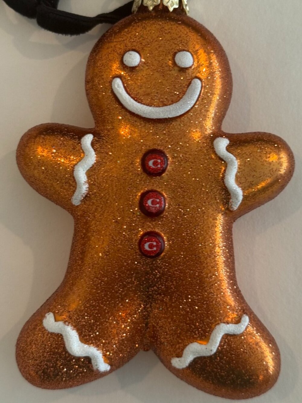Coach Gingerbread Man Ornament , gold, w/gift box, 4 1/2"